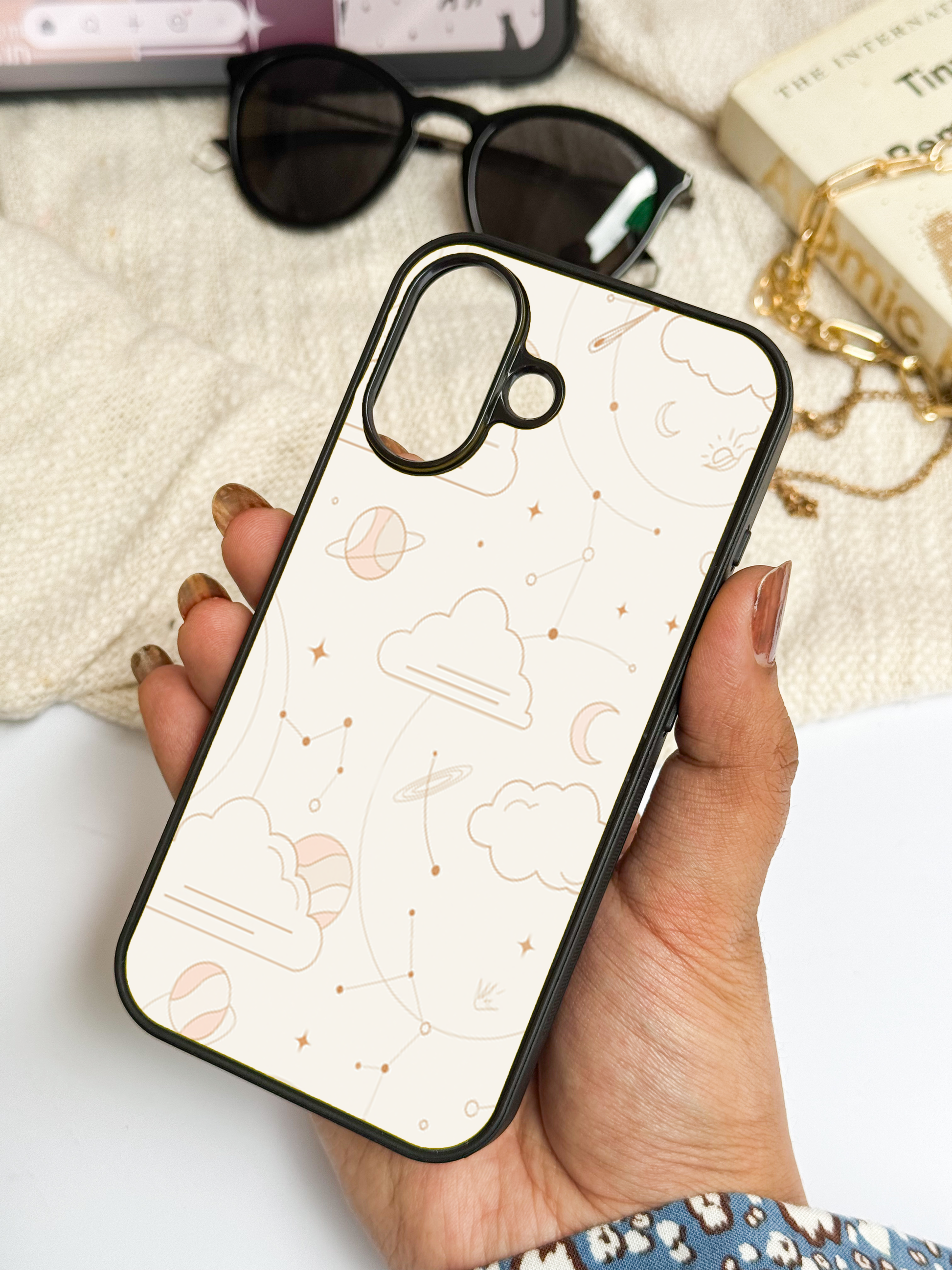Celestial Love Premium Glass Back Cover For iPhone 11,12,13,14,15,16,17 Models The Case & Co