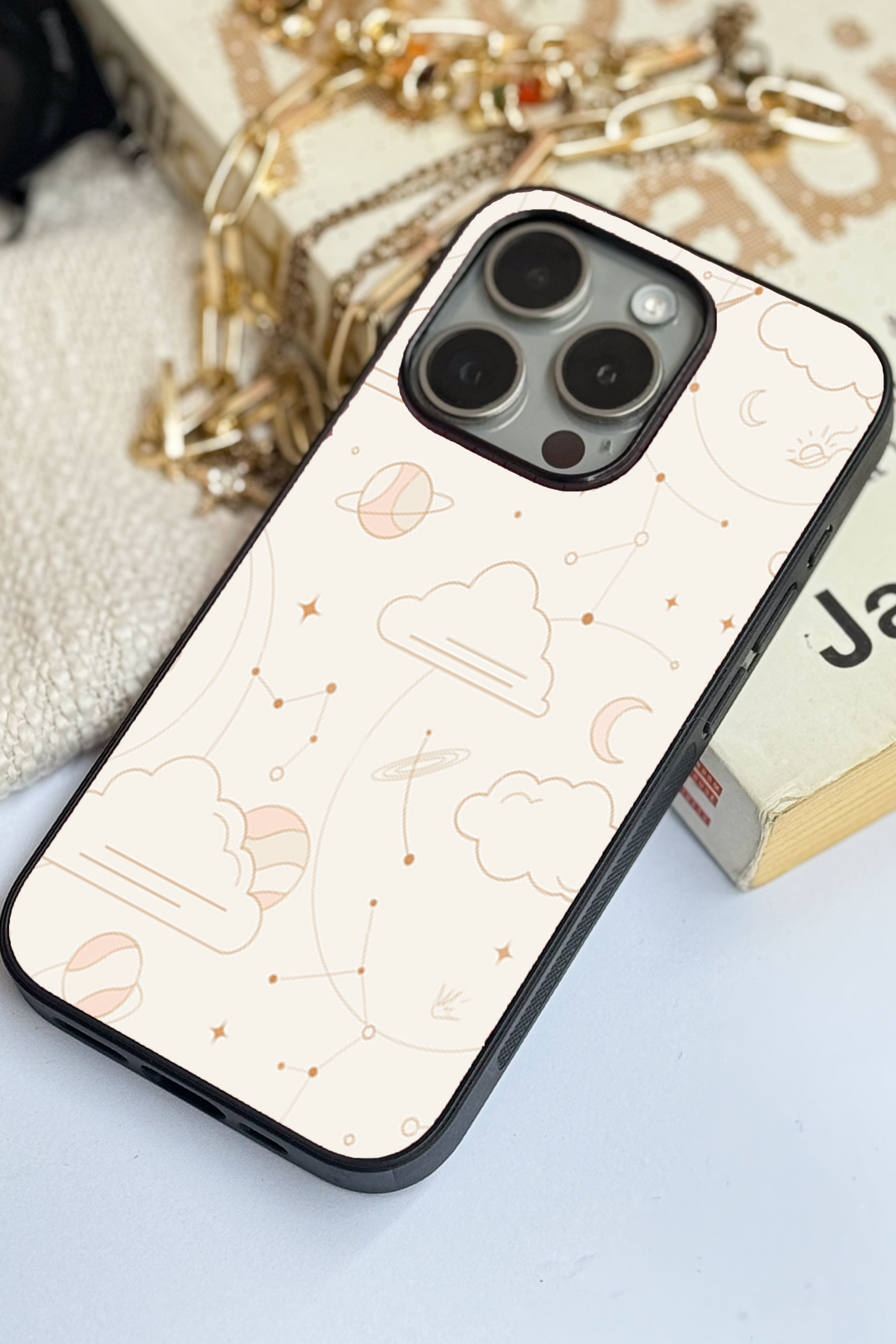 Celestial Love Premium Glass Back Cover For iPhone 11,12,13,14,15,16,17 Models The Case & Co