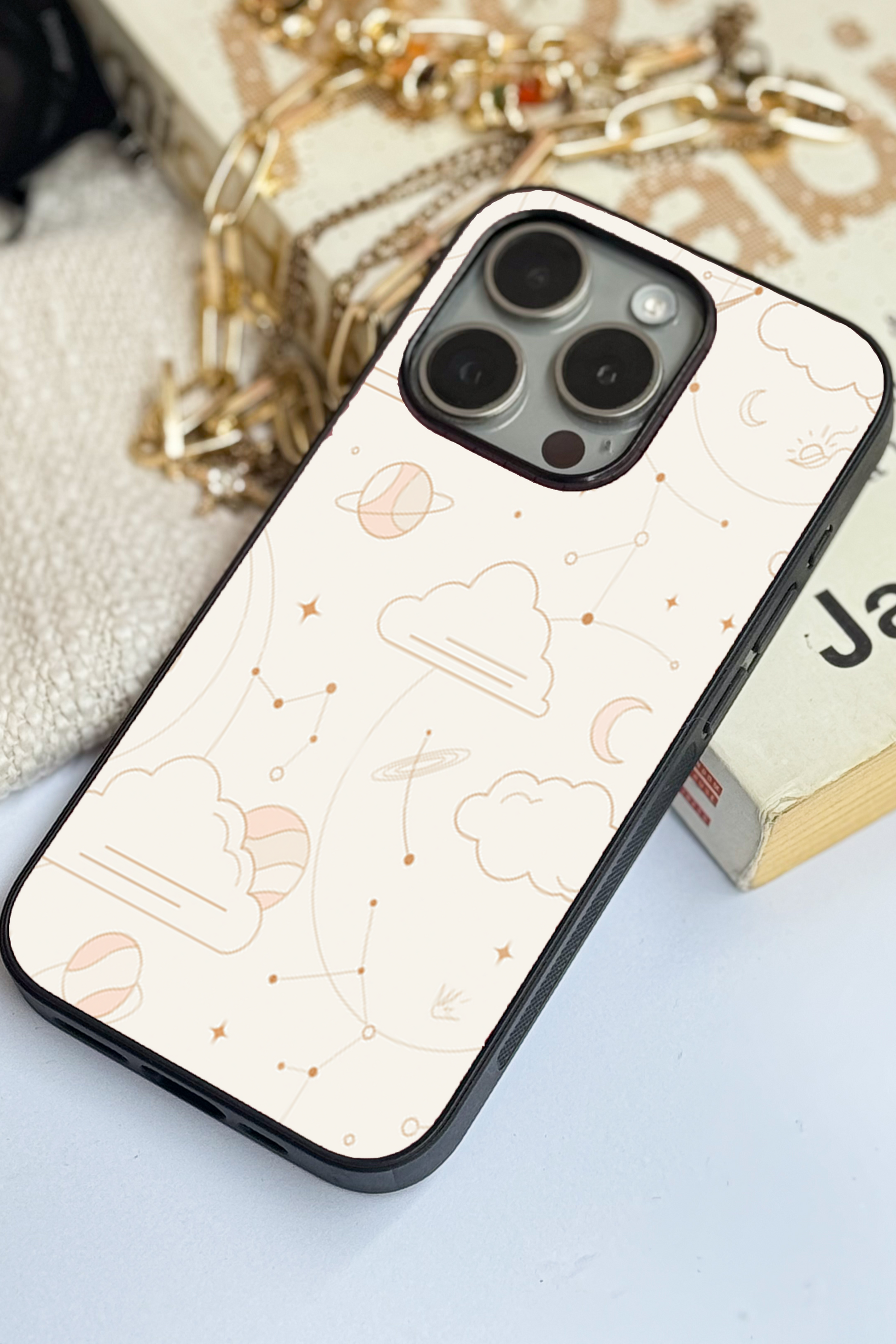 Celestial Love Premium Glass Back Cover For iPhone 11,12,13,14,15,16,17 Models The Case & Co