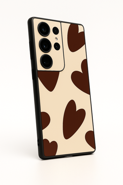 Chocolate Hearts  Premium Glass Back Cover For Galaxy S, A, M & F Series The Case & Co