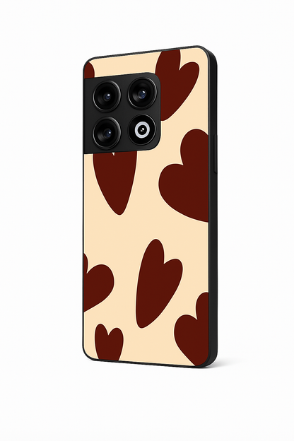 Chocolate Hearts Premium Glass Back Cover For One Plus 13, 12, 11, 10, Nord Series The Case & Co