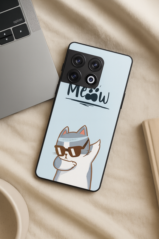 Cool Cat Aesthetics Glass Back Cover For One Plus 13, 12, 11, 10, Nord Series The Case & Co