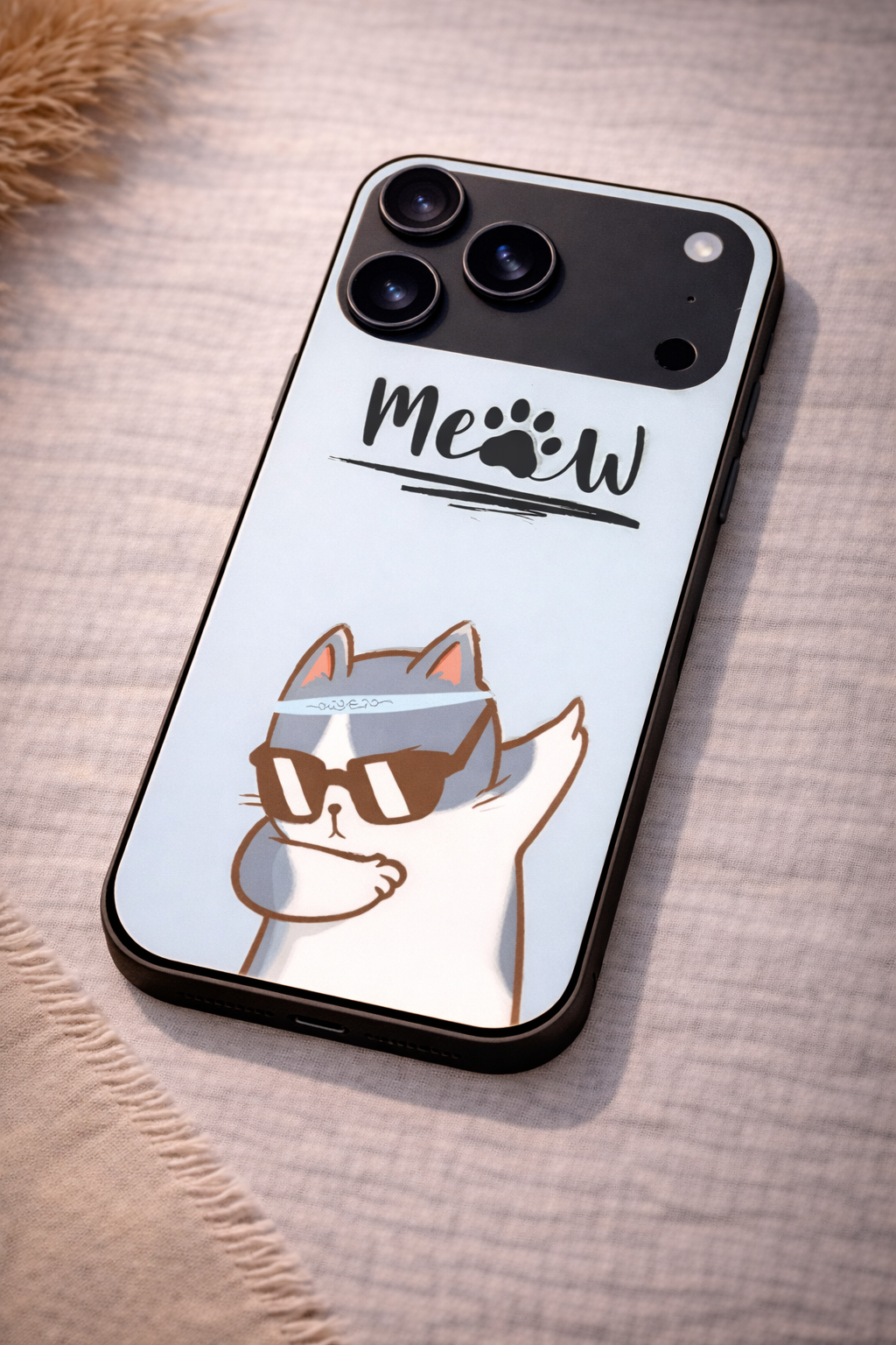 Cool Cat Premium Glass Back Cover For iPhone 11,12,13,14,15,16 Models The Case & Co