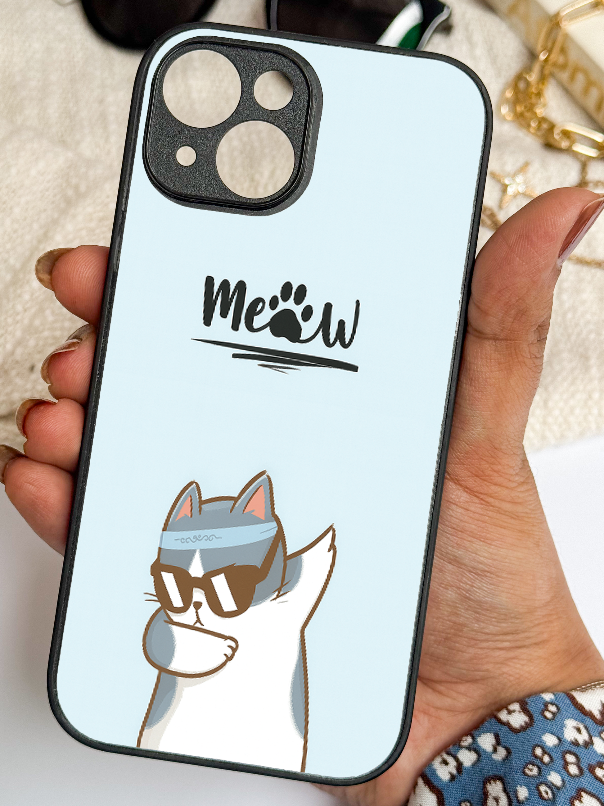 Cool Cat Premium Glass Back Cover For iPhone 11,12,13,14,15,16 Models The Case & Co