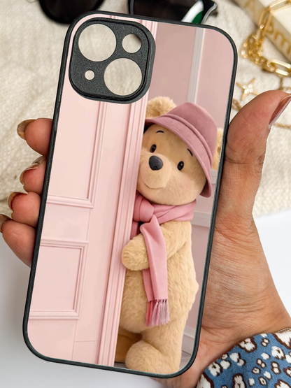 Cozy Teddy Premium Glass Back Cover For iPhone 11,12,13,14,15,16,17 Models The Case & Co