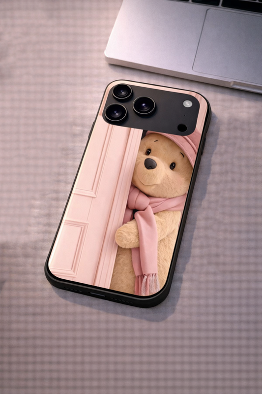 Cozy Teddy Premium Glass Back Cover For iPhone 11,12,13,14,15,16,17 Models The Case & Co