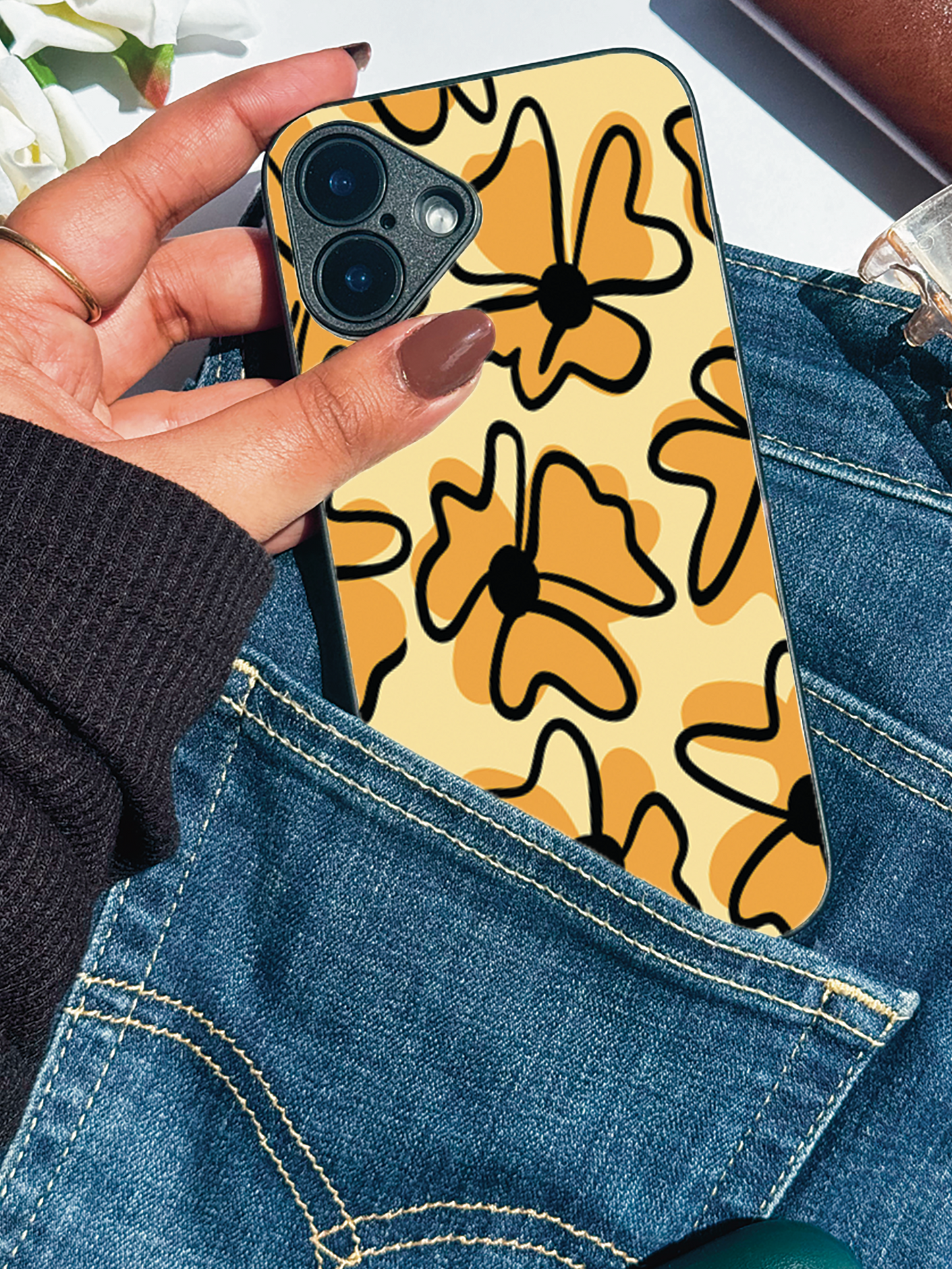 Crayon Petals Premium Glass Back Cover For iPhone 11,12,13,14,15,16,17 Models The Case & Co