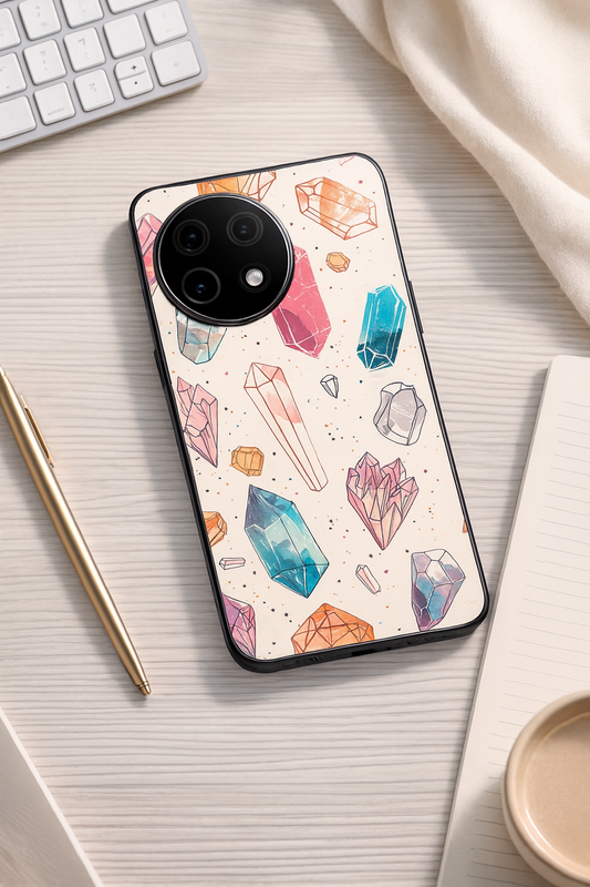 Crystal Bloom Glass Back Cover For One Plus 13, 12, 11, 10, Nord Series The Case & Co