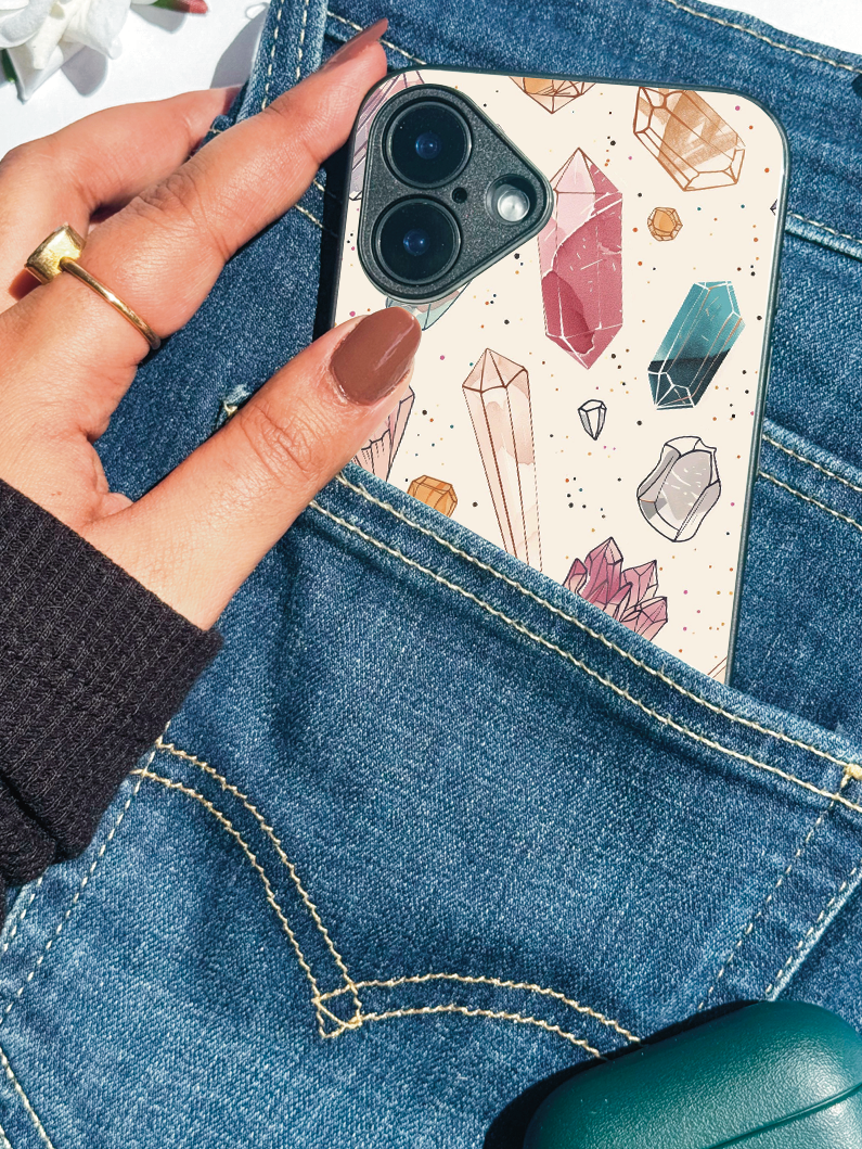 Crystal Bloom Premium Glass Back Cover For iPhone 11,12,13,14,15,16,17 Models The Case & Co