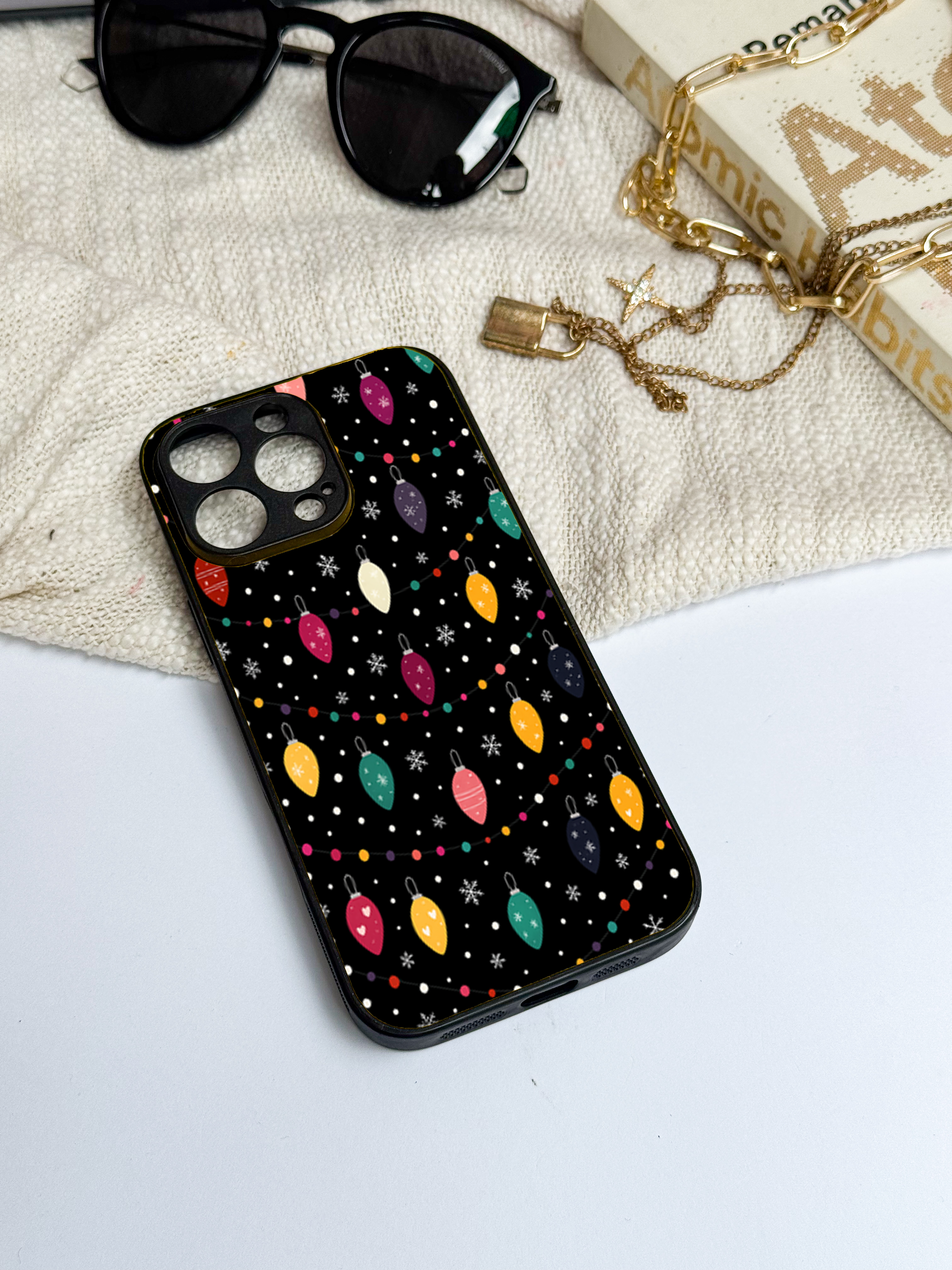 Cute Aesthetic Lights Premium Glass Back Cover For iPhone 11,12,13,14,15,16,17 Models The Case & Co