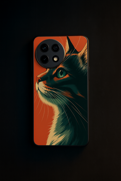 Cutie Cat Premium Glass Back Cover For One Plus 13, 12, 11, 10, Nord Series The Case & Co