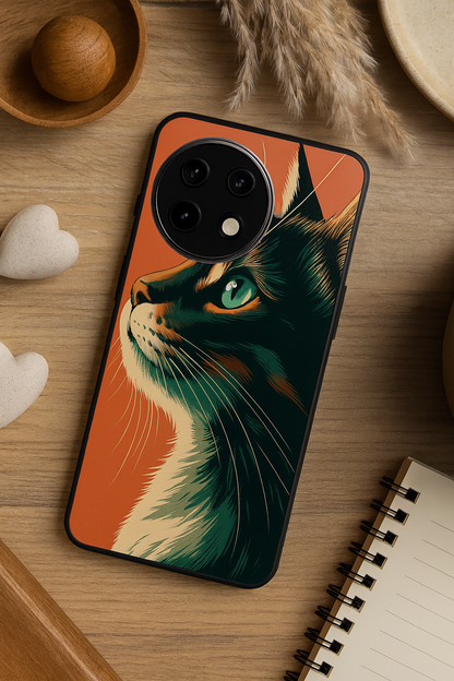 Cutie Cat Premium Glass Back Cover For One Plus 13, 12, 11, 10, Nord Series The Case & Co