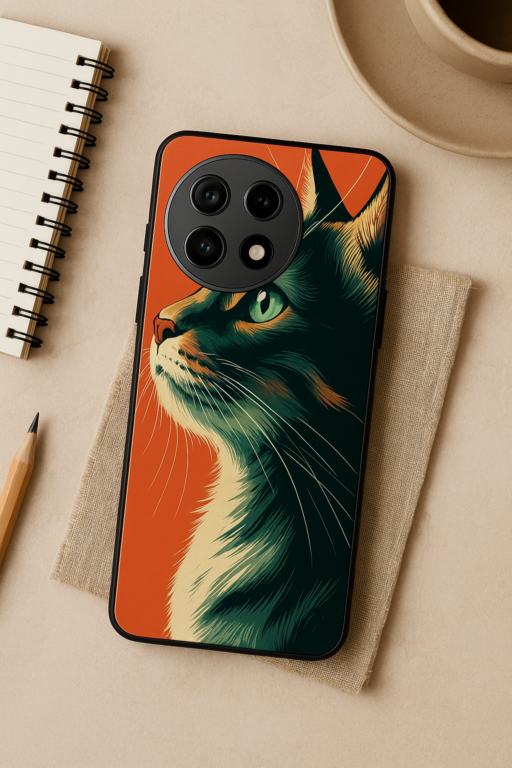 Cutie Cat Premium Glass Back Cover For One Plus 13, 12, 11, 10, Nord Series The Case & Co