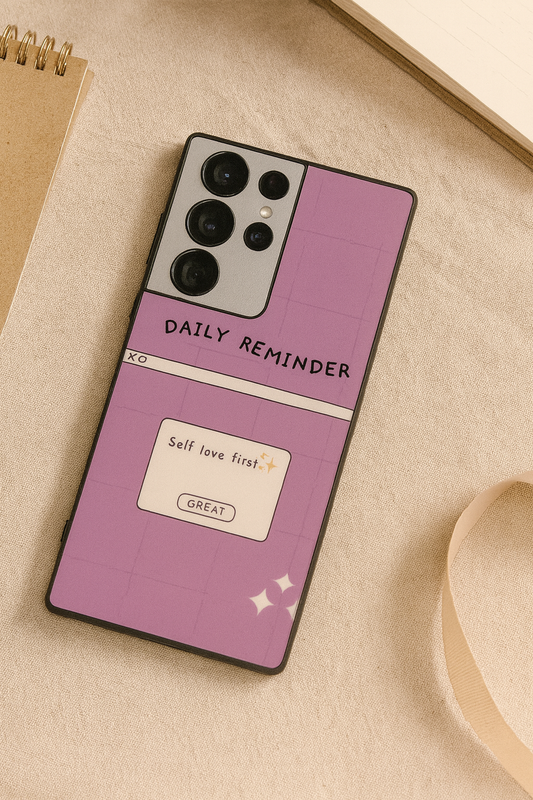 Daily Reminder -Mystic Mauve Premium Glass Back Cover For Galaxy S, A, M & F Series The Case & Co