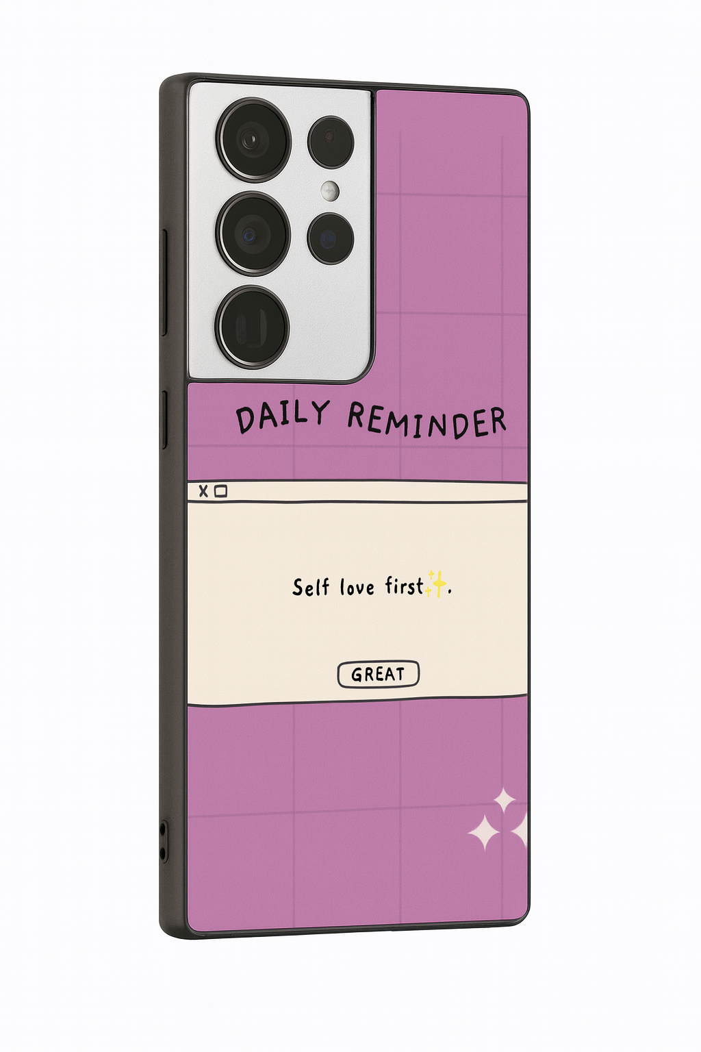 Daily Reminder -Mystic Mauve Premium Glass Back Cover For Galaxy S, A, M & F Series The Case & Co