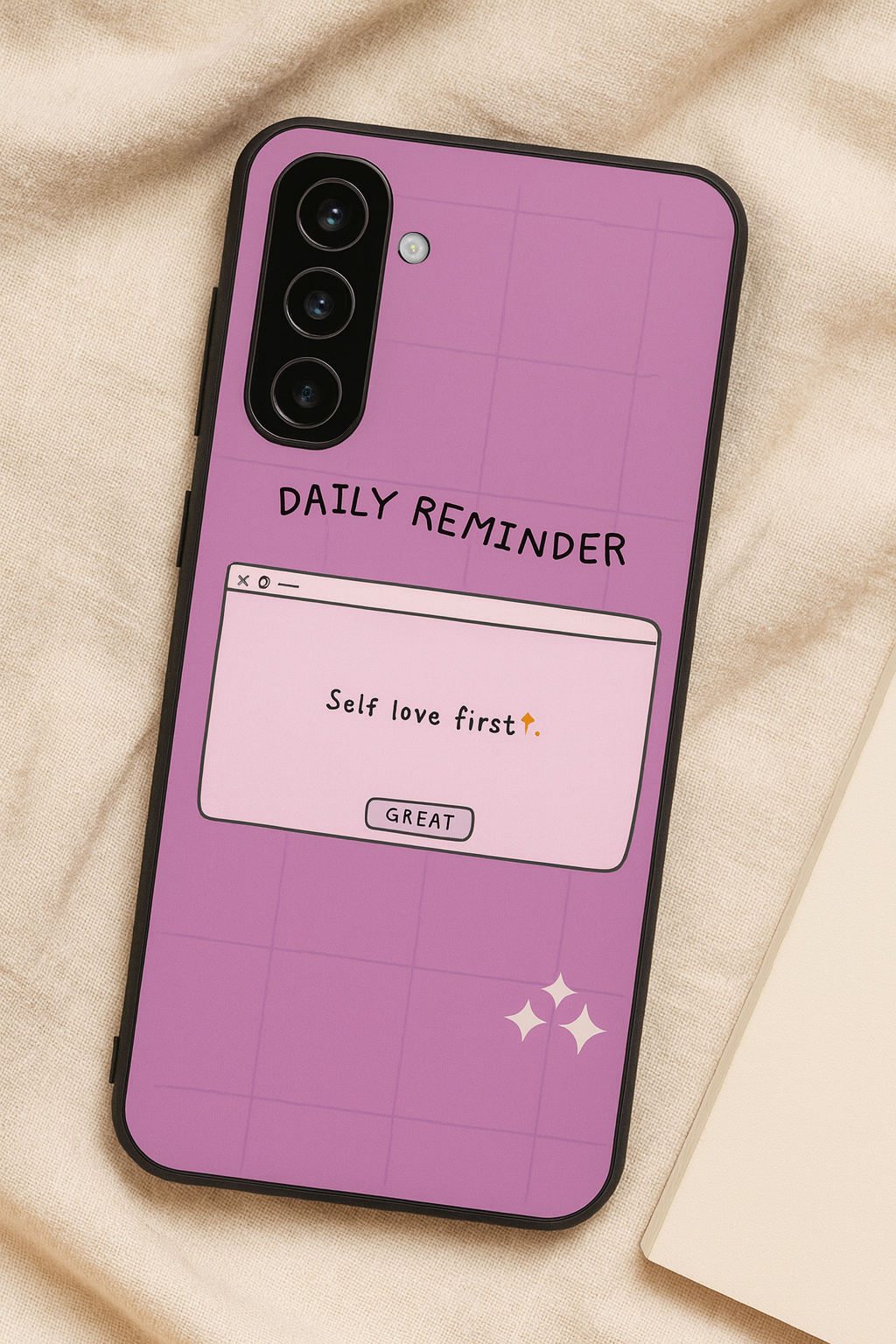 Daily Reminder -Mystic Mauve Premium Glass Back Cover For Galaxy S, A, M & F Series The Case & Co