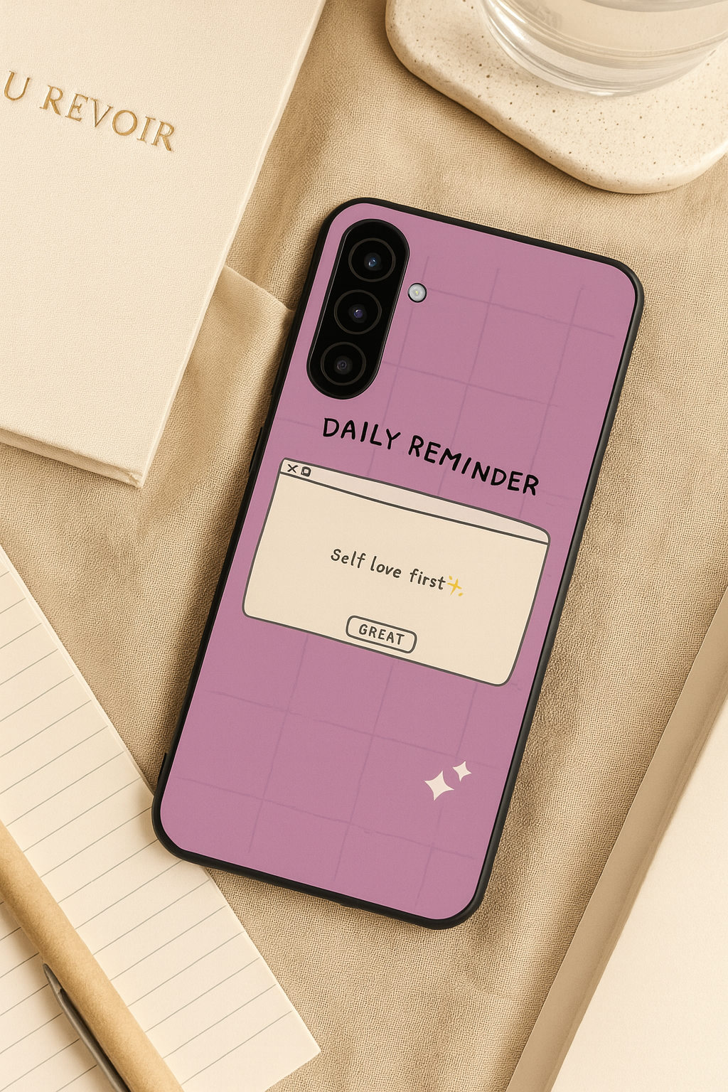 Daily Reminder -Mystic Mauve Premium Glass Back Cover For Galaxy S, A, M & F Series The Case & Co