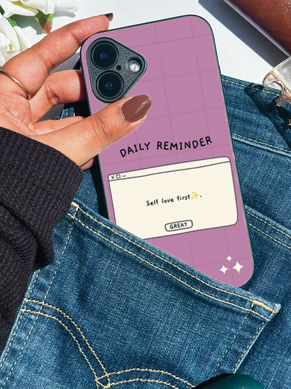 Daily Reminder -Mystic Mauve Premium Glass Back Cover For iPhone 11,12,13,14,15,16,17 Models The Case & Co