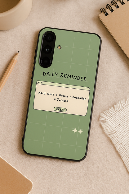 Daily Reminder-Sage Green Premium Glass Back Cover For Galaxy S, A, M & F Series The Case & Co