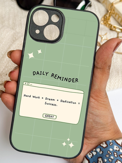 Daily Reminder-Sage Green Premium Glass Back Cover For iPhone 11,12,13,14,15,16,17 Models The Case & Co