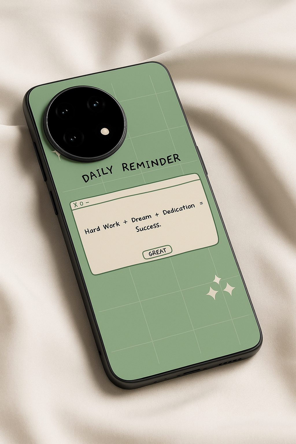 Daily Reminder-Sage Green Premium Glass Back Cover For One Plus 13, 12, 11, 10, Nord Series The Case & Co