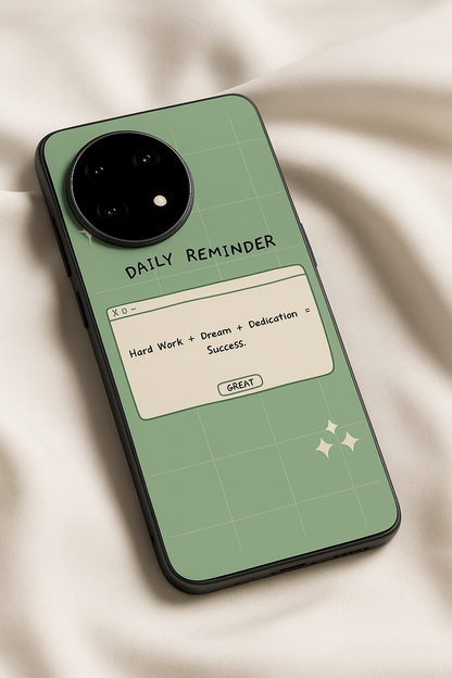 Daily Reminder-Sage Green Premium Glass Back Cover For One Plus 13, 12, 11, 10, Nord Series The Case & Co