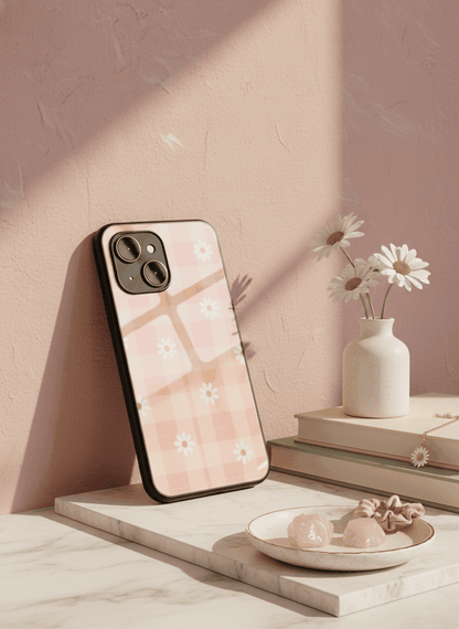 Daisy Bloom Premium Glass Back Cover For iPhone 11,12,13,14,15,16,17 Models The Case & Co