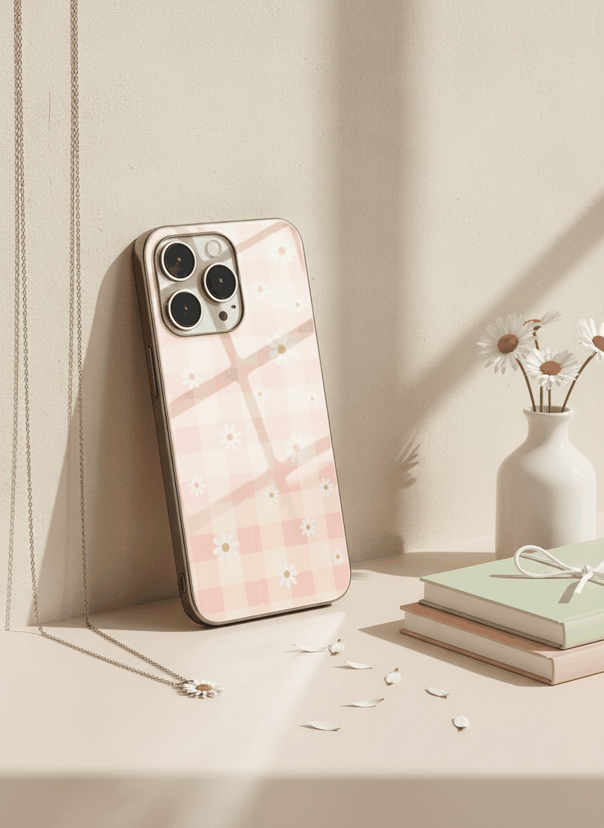 Daisy Bloom Premium Glass Back Cover For iPhone 11,12,13,14,15,16,17 Models The Case & Co