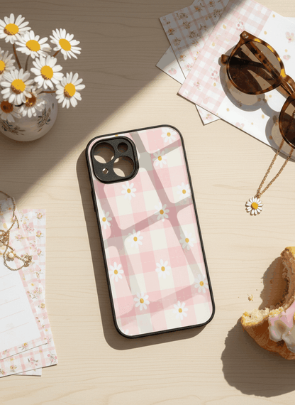 Daisy Bloom Premium Glass Back Cover For iPhone 11,12,13,14,15,16,17 Models The Case & Co