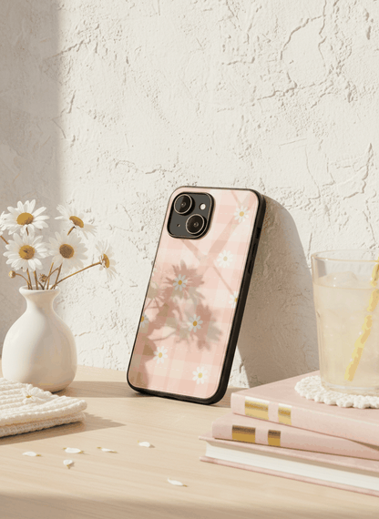 Daisy Bloom Premium Glass Back Cover For iPhone 11,12,13,14,15,16,17 Models The Case & Co
