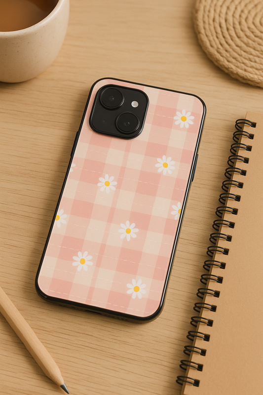Daisy Bloom Premium Glass Back Cover For iPhone 11,12,13,14,15,16,17 Models The Case & Co