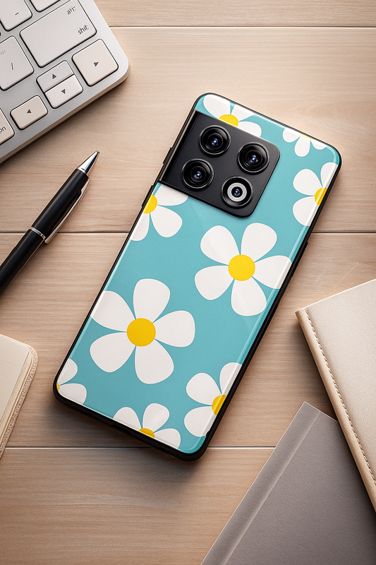 Daisy In Sea Glass Back Cover For One Plus 13, 12, 11, 10, Nord Series The Case & Co