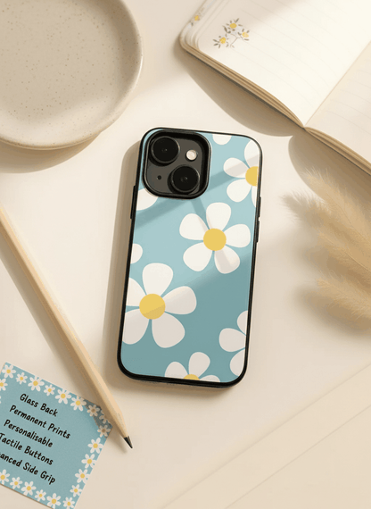 Daisy in Sea Premium Glass Back Cover For iPhone 11,12,13,14,15,16,17 Models The Case & Co