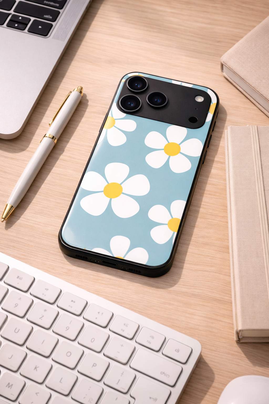 Daisy in Sea Premium Glass Back Cover For iPhone 11,12,13,14,15,16,17 Models The Case & Co