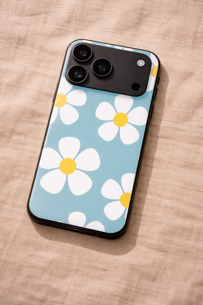 Daisy in Sea Premium Glass Back Cover For iPhone 11,12,13,14,15,16,17 Models The Case & Co