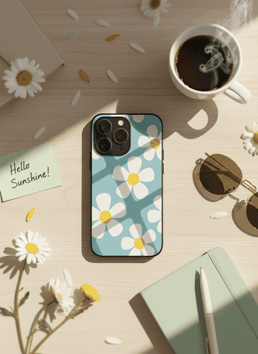 Daisy in Sea Premium Glass Back Cover For iPhone 11,12,13,14,15,16,17 Models The Case & Co