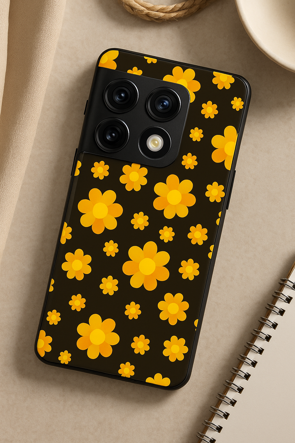 Daisy yellow Premium Glass Back Cover For One Plus 13, 12, 11, 10, Nord Series The Case & Co