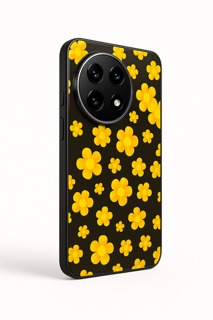 Daisy yellow Premium Glass Back Cover For One Plus 13, 12, 11, 10, Nord Series The Case & Co
