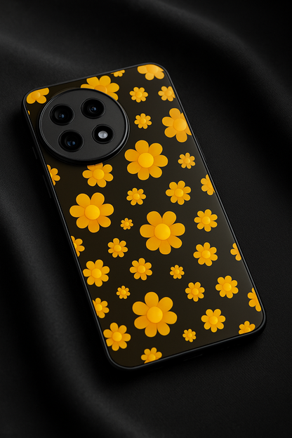 Daisy yellow Premium Glass Back Cover For One Plus 13, 12, 11, 10, Nord Series The Case & Co