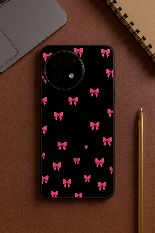 Dark Aesthetic Bows Premium Glass Back Cover For One Plus 13, 12, 11, 10, Nord Series The Case & Co