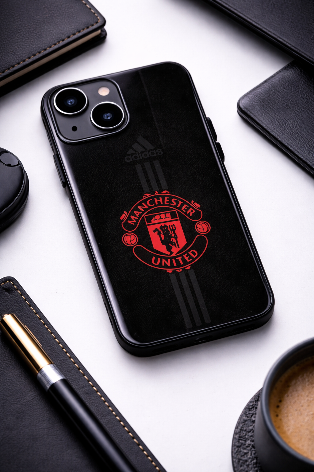 Dark Mode FC Premium Glass Back Cover For iPhone 11,12,13,14,15,16,17 Models The Case & Co