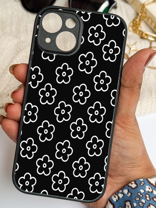 Doodle Flower Premium Glass Back Cover For iPhone 11,12,13,14,15,16,17 Models The Case & Co