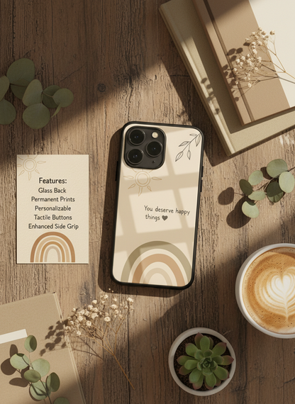 Happy Things Premium Glass Back Cover For iPhone 11-17 Models