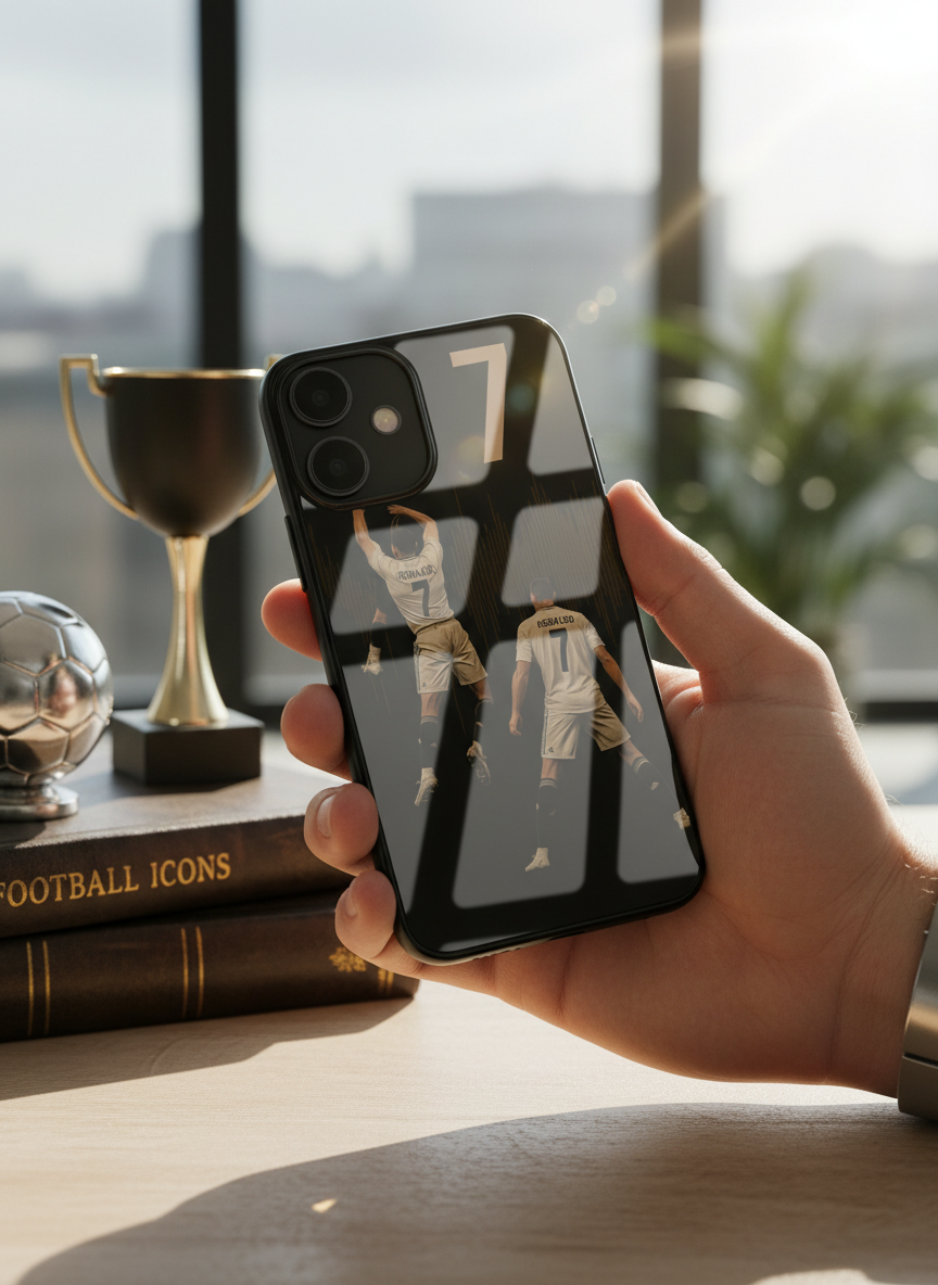 AIR CR7 Premium Glass Back Cover For iPhone 11-17 Models