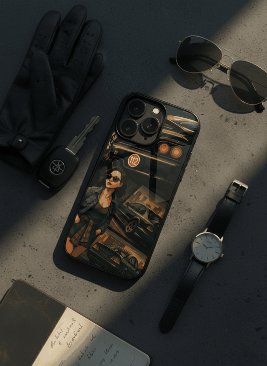 Drag Cars Glass Back Cover For iPhone 11-17 The Case & Co