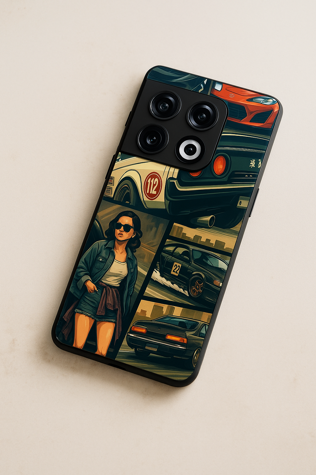 Drag Cars Premium Glass Back Cover For One Plus 13, 12, 11, 10, Nord Series The Case & Co