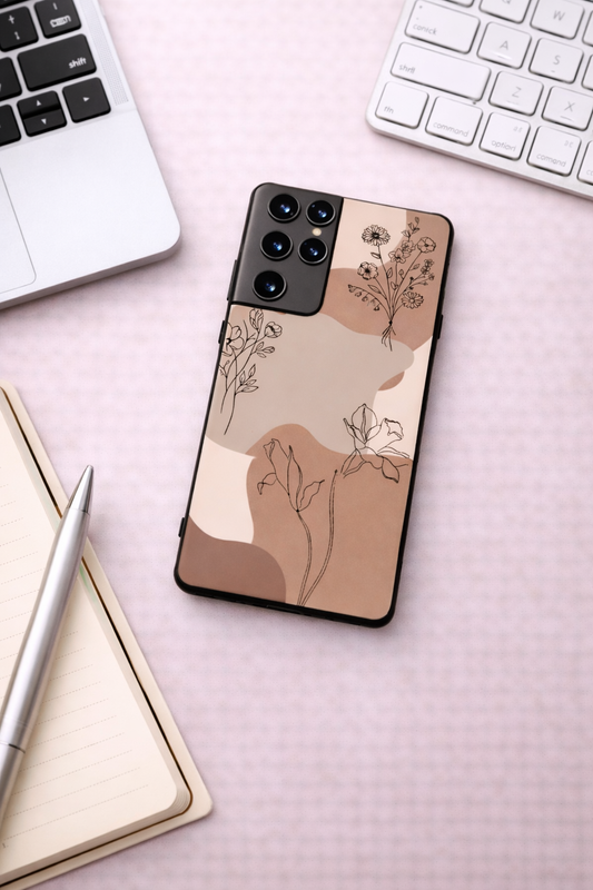 Earthy Petal Premium Glass Back Cover For Galaxy S, A, M & F Series The Case & Co