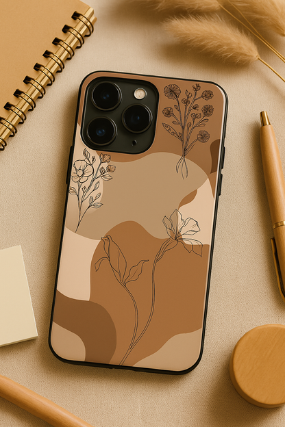 Earthy Petals Premium Glass Back Cover For iPhone 11,12,13,14,15,16,17 Models The Case & Co