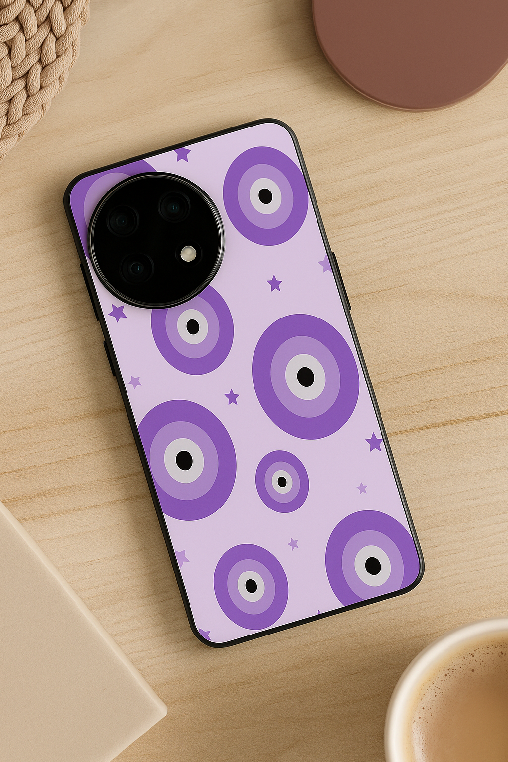 Eye Of Protection In Purple Premium Glass Back Cover For One Plus 13, 12, 11, 10, Nord Series The Case & Co