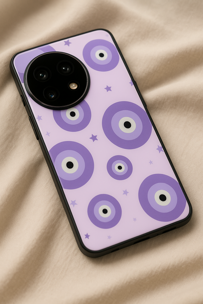 Eye Of Protection In Purple Premium Glass Back Cover For One Plus 13, 12, 11, 10, Nord Series The Case & Co